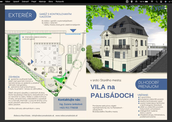 LUXUSNÝ 3 izb. BYT s TERASOU A GARÁŽOU V HISTORICKEJ VILE /PALISÁDY